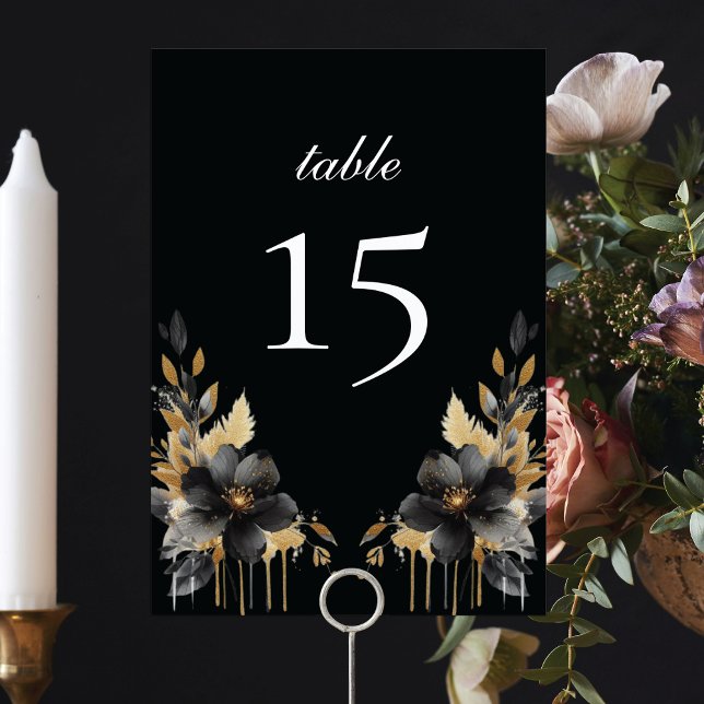 Numéro De Table Luxe Black Gold style mexicain Quinceañera (Créateur téléchargé)