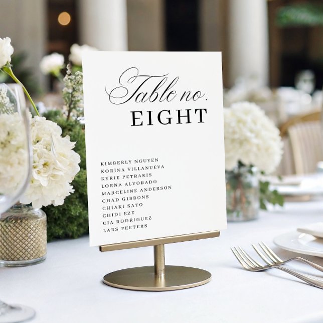 Numéro De Table Luxe Script Seating Chart Names Elegant Wedding (Créateur téléchargé)