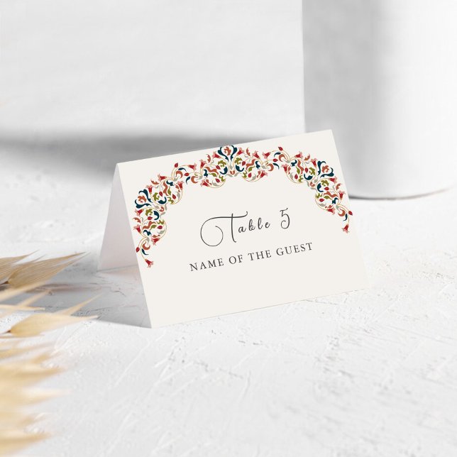 Numéro De Table Luxury Botanical Floral Paisley Wedding Place Card (Créateur téléchargé)