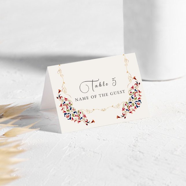 Numéro De Table Luxury Botanical Floral Paisley Wedding Place Card (Créateur téléchargé)