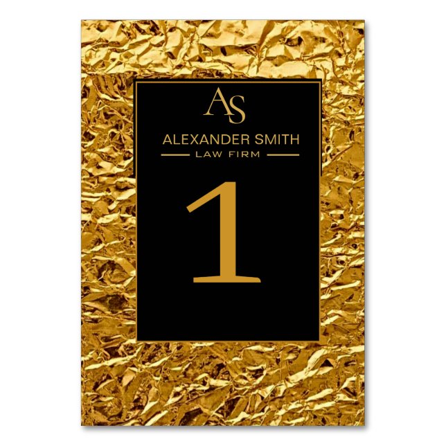 Numéro De Table Luxury Crumpled Gold Foil Texture Elegant Metallic (Par défaut)