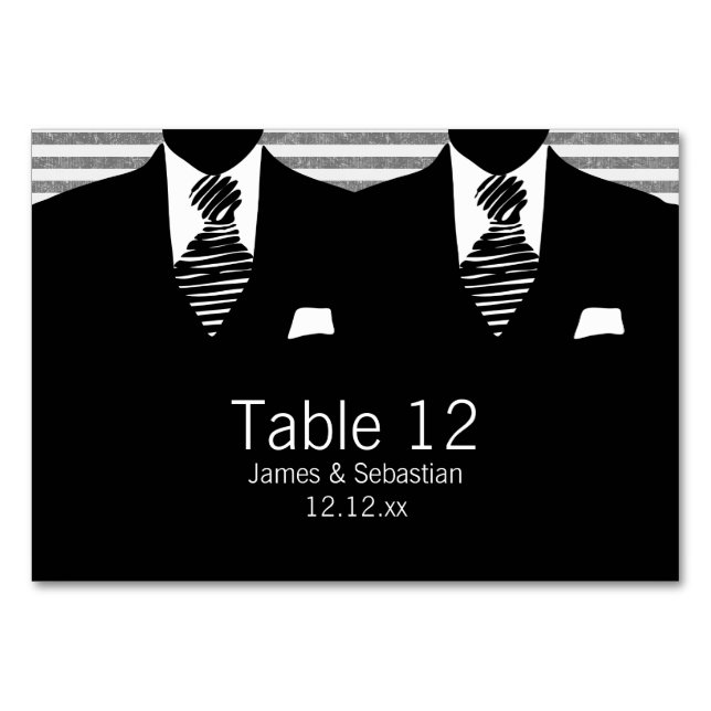 Numéro De Table M. et M. Suit et Cravate Gay Mariage (Devant)