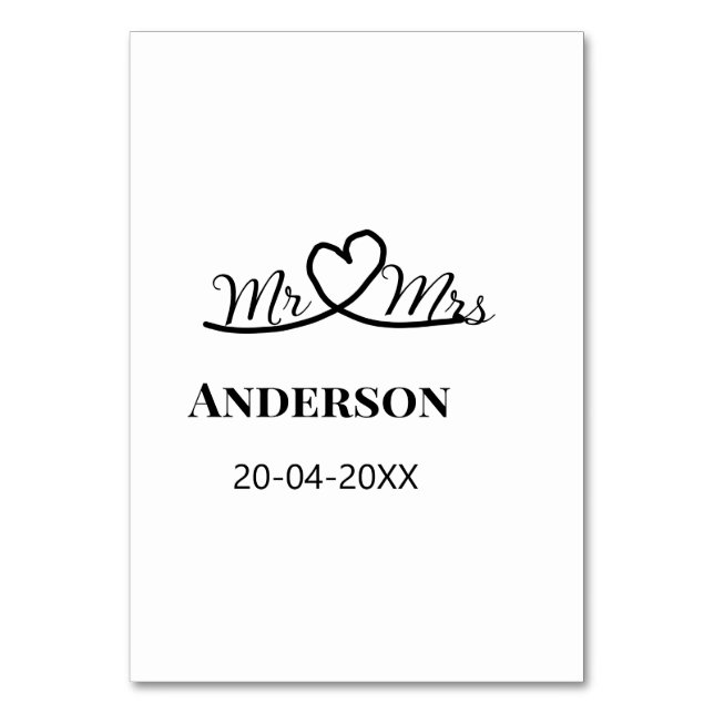 Numéro De Table M. & Mme ajouter nom de famille date année mariage (Par défaut)