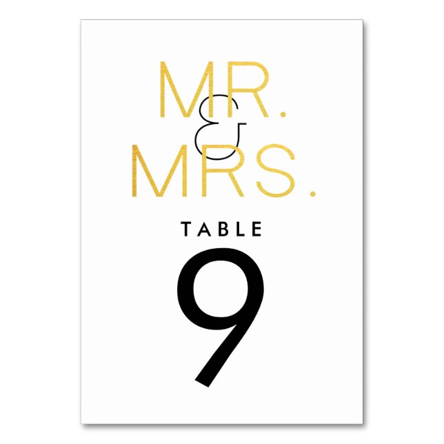 Numéro De Table M. & Mme Gold Elegant Typographie Mariage Table (Par défaut)