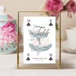 Numéro De Table Mad Hatter Aquarelle Vintage Alice au pays des mer<br><div class="desc">Magnifiquement conçu vintage Alice in Wonderland sur le thème de la table de mariage signalétique. Parfait pour un mariage Alice in Wonderland. Nous avons illustré notre propre inspiré le casquette fou de haineux. Casquette vert émeraude profond avec fraise rose et dessus rose vif. Décoré avec notre plume de paon peinte...</div>