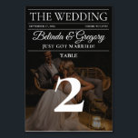 Numéro De Table Magazine Editorial Journal Photos Mariage<br><div class="desc">Un design mariage de style magazine éditorial amusant. Ce thème mariage de magazine éditorial a été conçu pour imiter un magazine de mode moderne avec des titres, des textes et des photos customisés. Ce modèle de magazine éditorial positionnera automatiquement vos photos téléchargées dans les positions consultées. Un design mariage de...</div>
