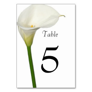 Numéro De Table Magnifique mariage avec des lys calla blancs