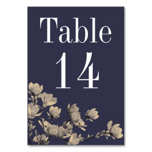 Numéro De Table Magnolias du Sud et Mariage bleu de minuit