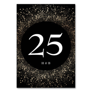 Numéro De Table Main Whimsical Formal tiré Mariage noir et or