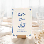 Numéro De Table Main Whimsical tirée bleu marine<br><div class="desc">Ce design adorable présente des éléments dessinés à la main et un texte fantaisiste en gras.</div>