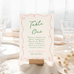 Numéro De Table Main Whimsical tirée rose et vert<br><div class="desc">Ce design adorable présente des éléments dessinés à la main et un texte fantaisiste en gras.</div>