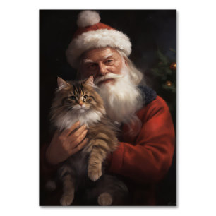 Numéro De Table Maine Coon avec Noël Festif du Père Noël