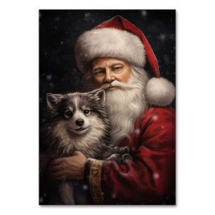 Numéro De Table Malamute d'Alaska avec Noël du Père Noël