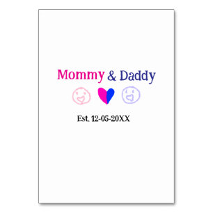 Numéro De Table Maman & Papa nouveaux parents ajouter nom date coe