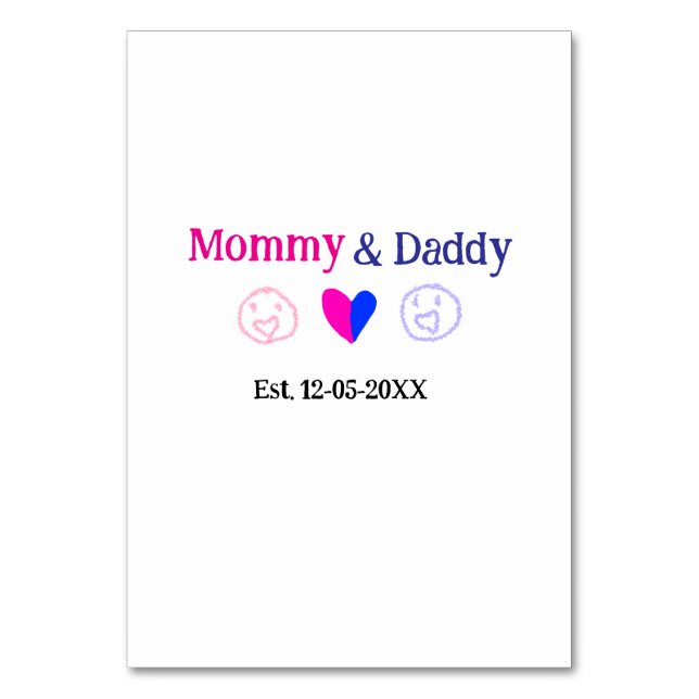 Numéro De Table Maman & Papa nouveaux parents ajouter nom date coe (Par défaut)