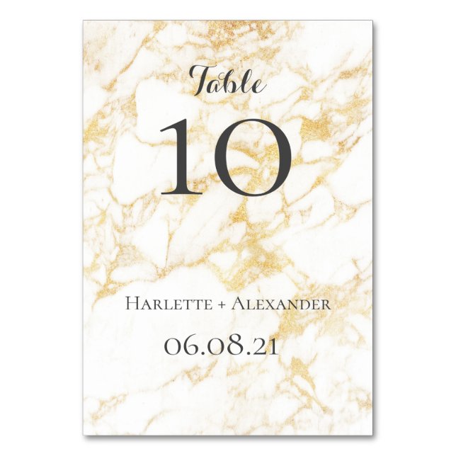 Numéro De Table Marbre blanc et or (Par défaut)