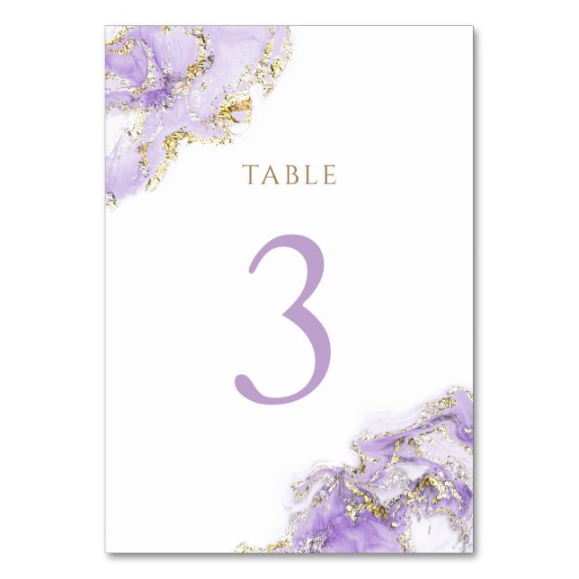 Numéro De Table marbre doré lavande Numéro de tableau 3 (Par défaut)