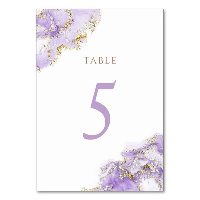 Numéro De Table marbre doré lavande Numéro de tableau 5 (Par défaut)