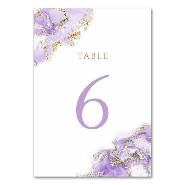 Numéro De Table marbre doré lavande Numéro de tableau 6 (Par défaut)