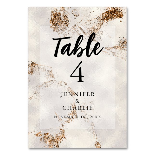Numéro De Table Marbre Elegant Gold Parties scintillant Ivory Text (Par défaut)