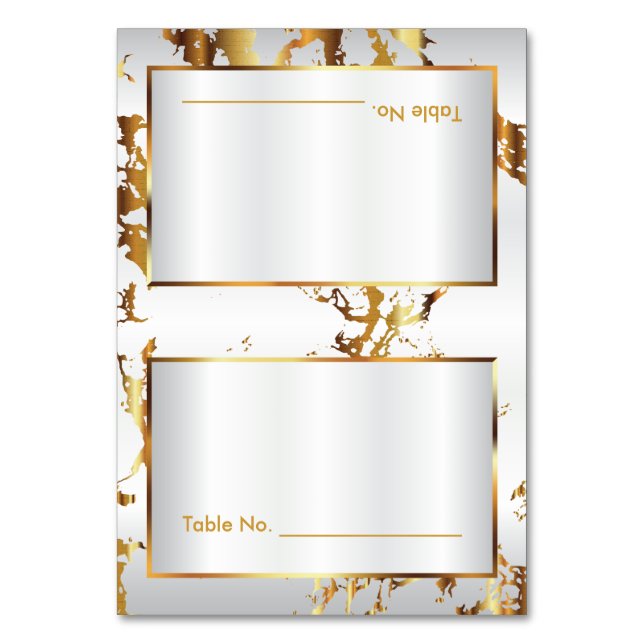 Numéro De Table Marbre Or & Satin Blanc -Cartes De Table (Par défaut)