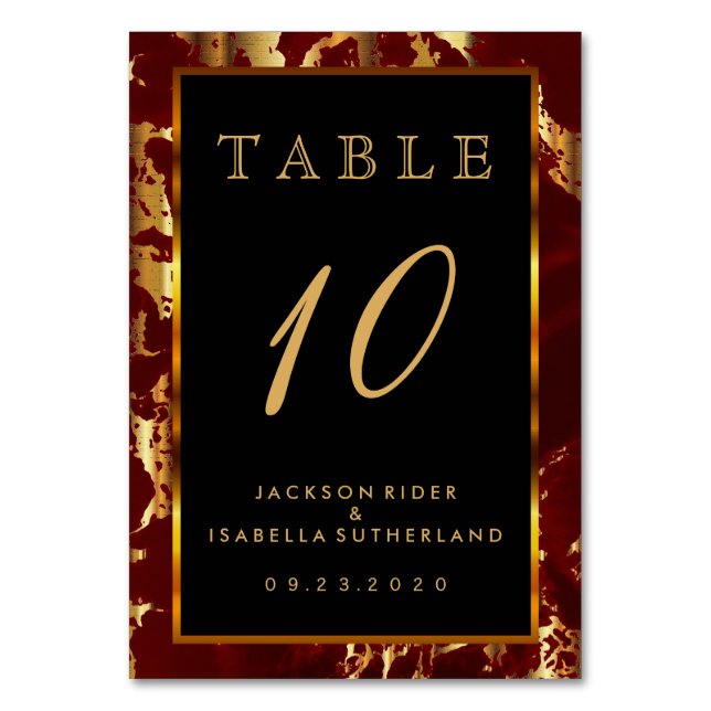 Numéro De Table Marbre rouge foncé et or - Numéro de tableau (Par défaut)