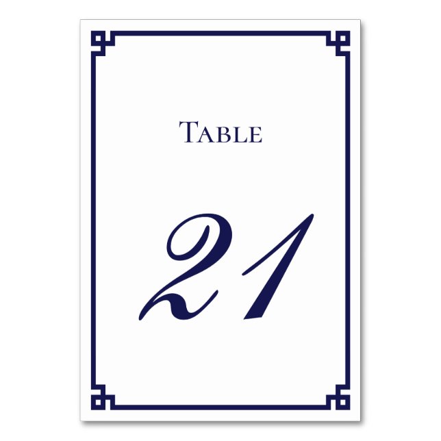 Numéro De Table Mariage à bordure grecque bleu marine (Par défaut)