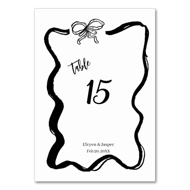 Numéro De Table Mariage à cadre dessiné à la main noir et blanc vi (Par défaut)