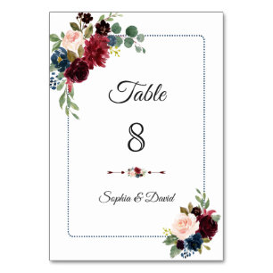 Numéro De Table Mariage à cadre pointillé bleu de la marine de Bou