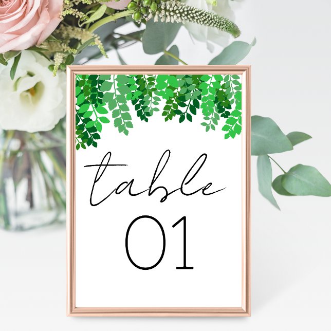 Numéro De Table Mariage à feuilles vertes (Créateur téléchargé)