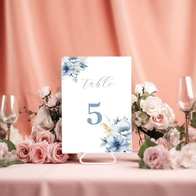 Numéro De Table Mariage à fleurs de printemps bleu bleu marine Dus (Créateur téléchargé)