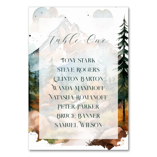 Numéro De Table Mariage à la Montagne Brumeuse (Par défaut)