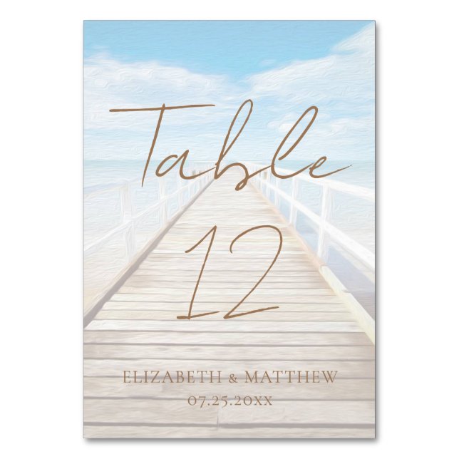 Numéro De Table Mariage à la plage à l'aquarelle (Par défaut)