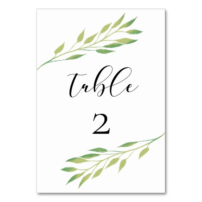 Numéro De Table Mariage à la verdure à l'aquarelle (Par défaut)