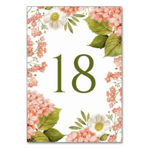 Numéro De Table Mariage à l'aquarelle vintage hydrangea orange