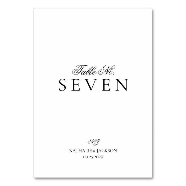 Numéro De Table Mariage à l'écriture élégante classique (Par défaut)