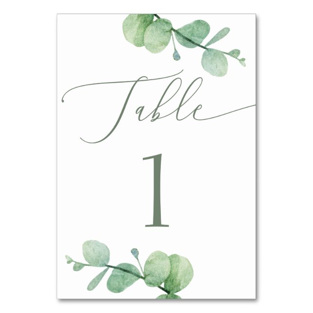 Numéro De Table Mariage à l'eucalyptus | Botanique verdoyante esti (Par défaut)