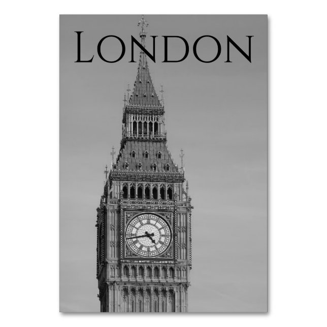 Numéro De Table Mariage à Londres Noir et Blanc Big Ben (Par défaut)