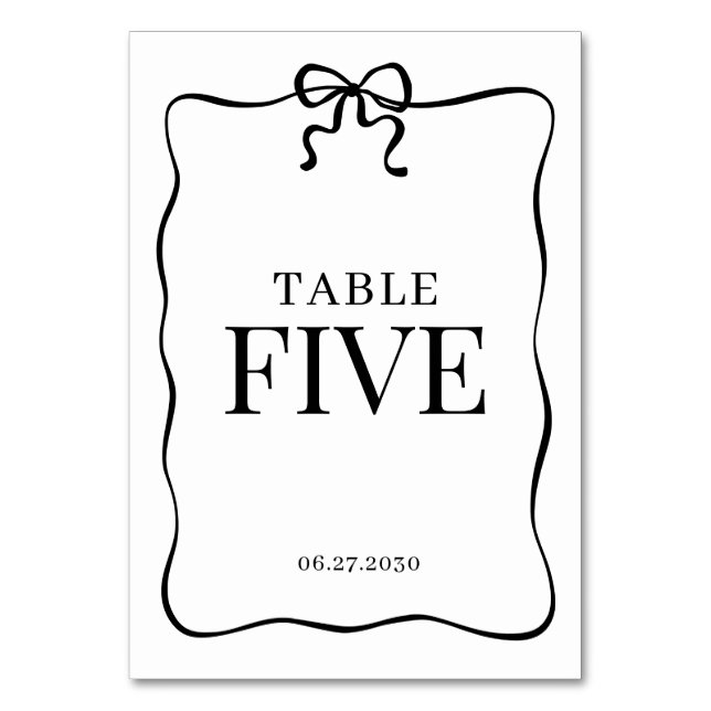 Numéro De Table Mariage à monogramme fantaisiste avec noeud papill (Par défaut)