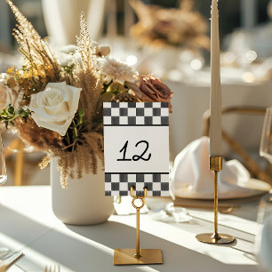 Numéro De Table Mariage à motif damier peint en noir