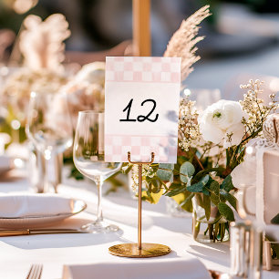 Numéro De Table Mariage à motif damier rose peint