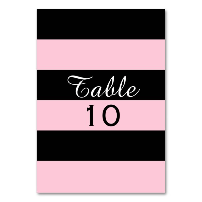 Numéro de table Mariage à rayures roses et noires (Par défaut)
