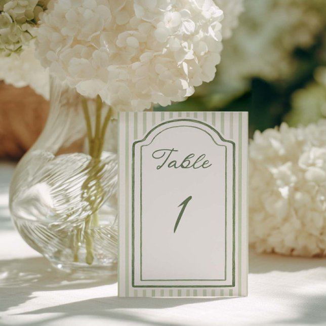 Numéro De Table Mariage à rayures vertes  (Créateur téléchargé)