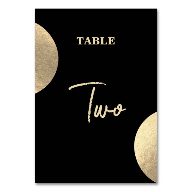 Numéro De Table Mariage Abstrait moderne Noir & Or contemporain (Par défaut)