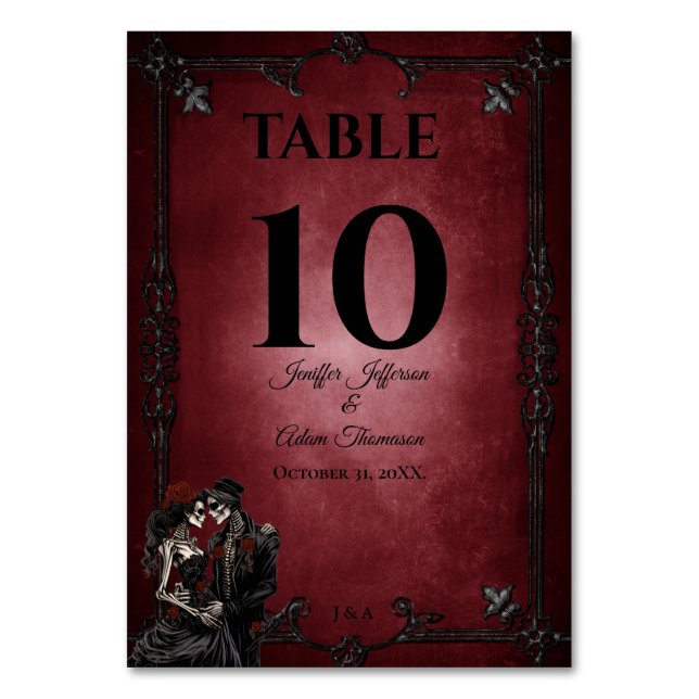 Numéro De Table Mariage alternatif gothique rouge Halloween (Par défaut)