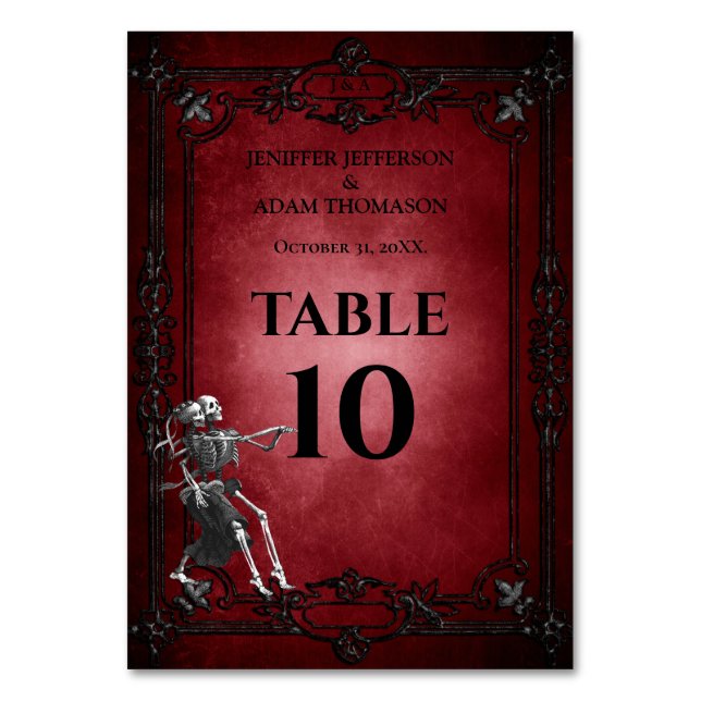 Numéro De Table Mariage alternatif Halloween gothique rouge (Par défaut)