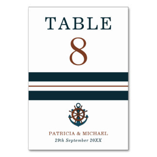 Numéro De Table Mariage Ancre bleu marine