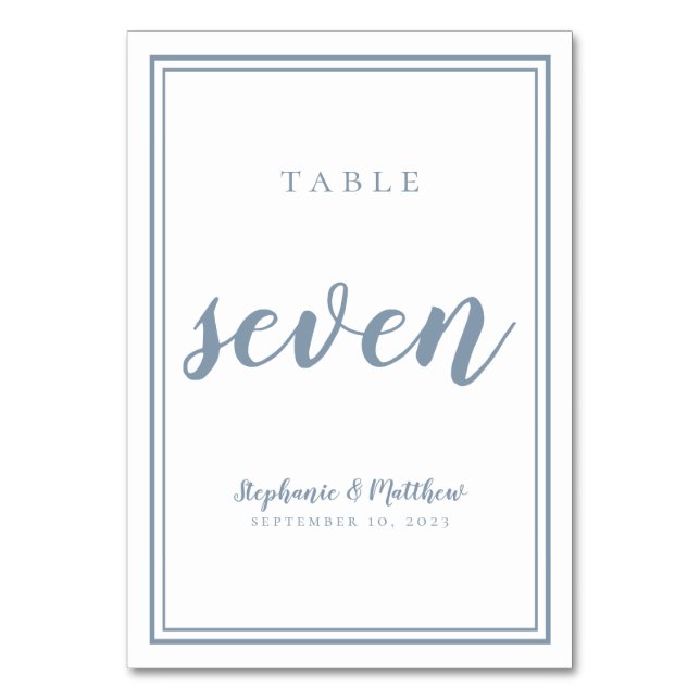 Numéro De Table Mariage Anniversaire Sept Simple Moderne Dusty Blu (Par défaut)