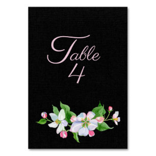 Numéro De Table Mariage Apple Blossom sur Noir