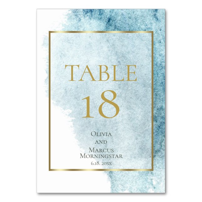 Numéro De Table MARIAGE | Aquarelle bleu clair Denim (Par défaut)